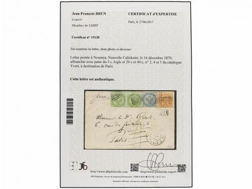 ✉ NUEVA CALEDONIA. 1870 (December 16). Small envelope to PAR
