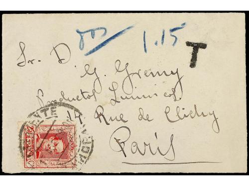 ✉ ESPAÑA. Ed. 317. 1929. ZAMORA a PARÍS. 25 cts. rojo, tasad