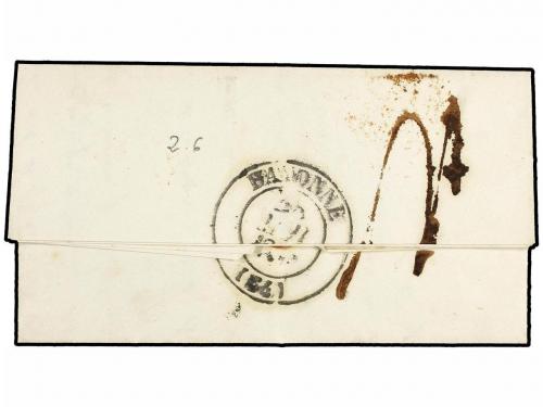 ✉ ESPAÑA: PREFILATELIA. 1843. IRUN a FRANCIA. Fechador IRUN 