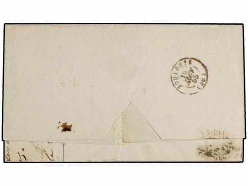 ✉ ESPAÑA. Ed. 33. 1855. MADRID a TOULOUSE. 4 cuartos rojo. M