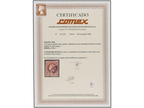 ° ESPAÑA. Ed. 54. 19 cuartos castaño. MAGNÍFICO EJEMPLAR.Cat