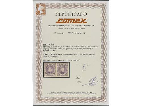 ** ESPAÑA. Ed. 245s. 15 cts. castaño lila. Pareja SIN DENTAR