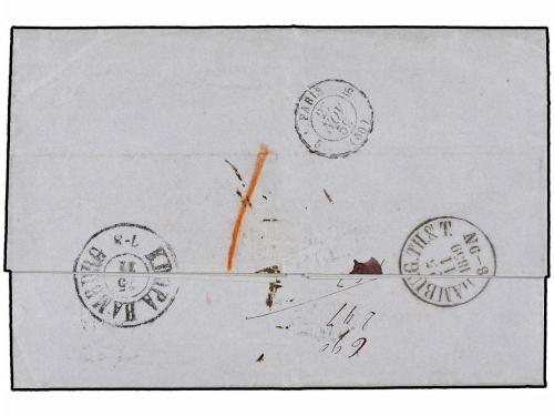 ✉ DINAMARCA. 1859. ALTONA to FRANCE via Hamburg with DÄNEMAR