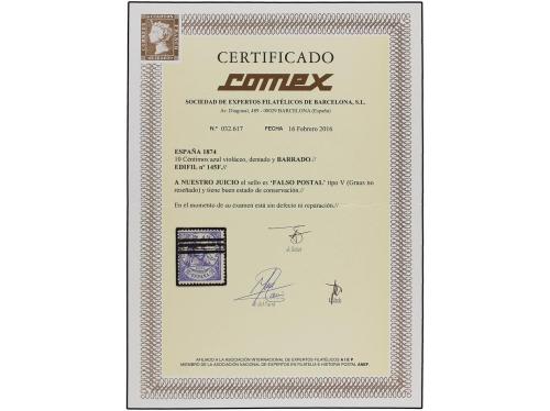 ° ESPAÑA. Ed. 145F. 10 cent. azul FALSO POSTAL tipo V (Graus