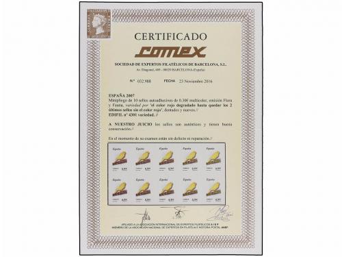 ESPAÑA. Ed. 4301. CANARIO. Hoja de 10 sellos procedente de c