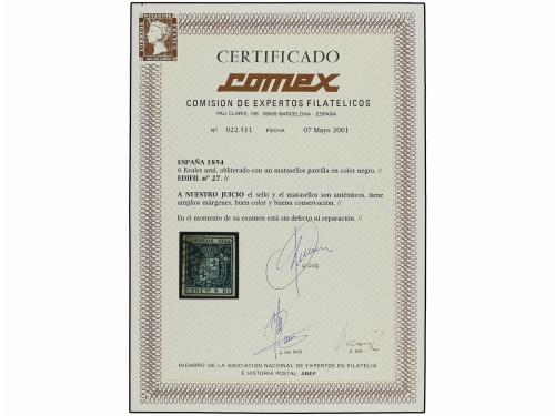 ° ESPAÑA. Ed. 27. 6 reales azul. Márgenes excepcionales. PIE