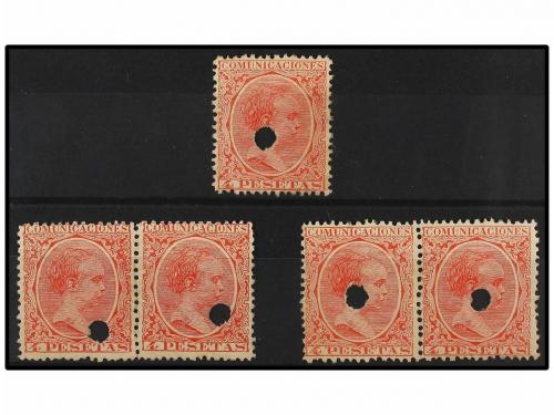 ° ESPAÑA. Ed. 227F (5). 4 pts. rosa. FALSO POSTAL tipo II. 5