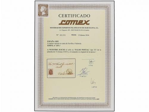 ✉ ESPAÑA. Ed. 33F. 1855 (14 Marzo). SEVILLA a VALENCIA. 4 cu