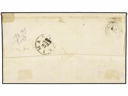 ✉ ESPAÑA. Ed. 138F. 1874. CÁDIZ a LIMA. 1 pta. gris FALSO PO