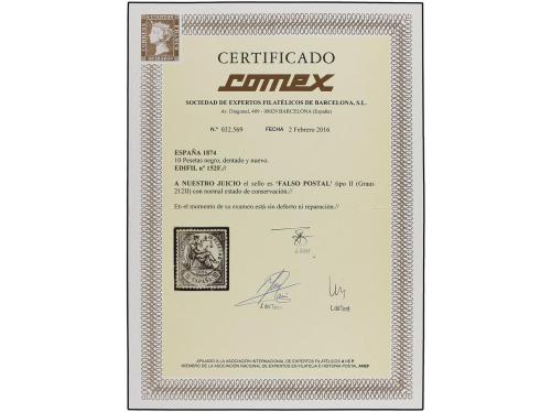 (*) ESPAÑA. Ed. 152F. 10 pts. negro, FALSO POSTAL, tipo II. 
