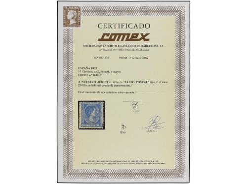 (*) ESPAÑA. Ed. 164F. 10 cent. azul, FALSO POSTAL, tipo II. 