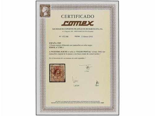 ° ESPAÑA. Ed. 278F. 1 pta. carmín. FALSO POSTAL. EXTRAORDINA