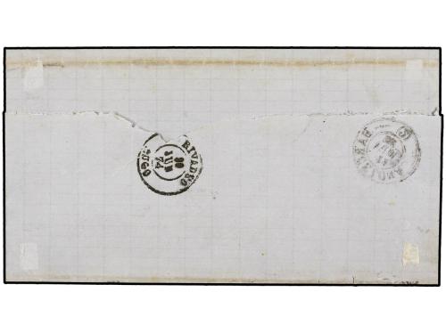 ✉ ESPAÑA. Ed. 133F, 141. 1874. BARCELONA a RIVADEO. 10 cent.