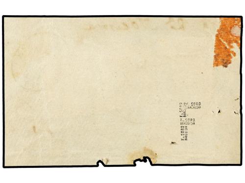 Δ ESPAÑA. Ed. 107F (4). 50 mils. azul. FALSO POSTAL tipo II.