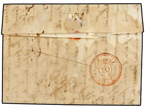 ✉ MARTINICA. 1821. MARTINIQUE a PARÍS. Marca MARTINIQUE y de