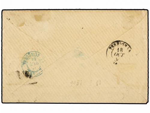 ✉ ESPAÑA. Ed. 82F. 1866. BARCELONA a FRANCIA. 12 cuartos nar