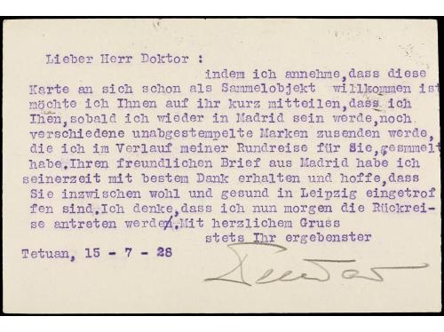 ✉ MARRUECOS. 1928. TETUÁN a ALEMANIA. Entero Postal de 25 ct