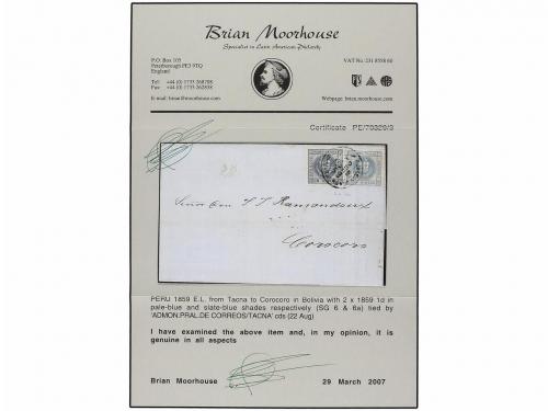 ✉ PERU. Sg. 6,6a. 1859. TACNA a COROCORO (Bolivia). 1 dinero