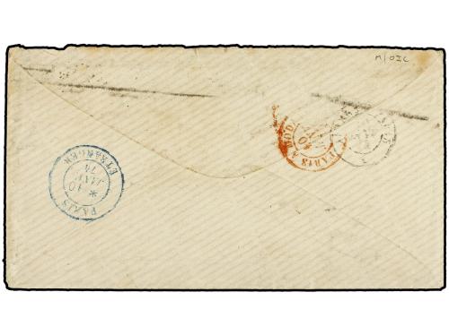 ✉ FRANCIA. 1874 (Jan 9). Cover from Boulogne via Brindisi to