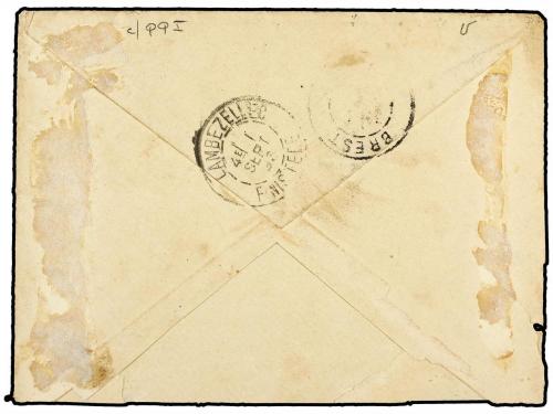 ✉ NUEVA CALEDONIA. 1893 (22 July). Cover to Brest, France wi