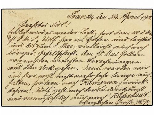 ✉ ANGOLA. 1901 (April 16). 10r. rose & lilac postal statione