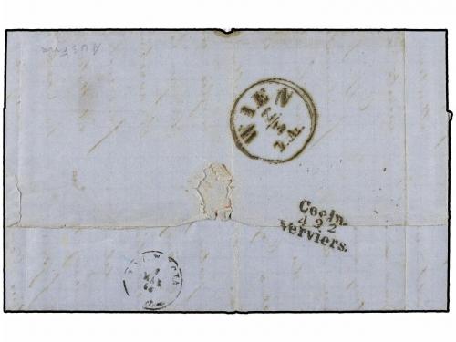 ✉ AUSTRIA. 1866. TRIEST a VALENCIA (España). 15 kr. castaño 