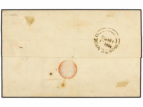 ✉ URUGUAY. 1854 (March 31). Outer letter sheet from MONTEVID