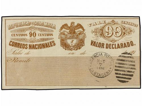 * COLOMBIA. Yv. 18/26. 1890. CONJUNTO de 9 etiquetas de VALO