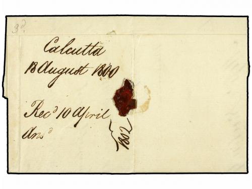 ✉ INDIA INGLESA. 1800 (Aug 18). Extremely early entire lette