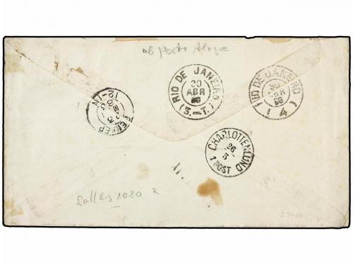 ✉ BRASIL. 1883. PORTO ALEGRE a HOLANDA y reexpedida a DINAMA