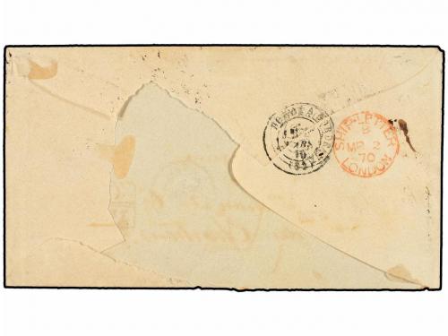 ✉ BRASIL. Sc. 57a, 59. 1870. BAHÍA a FRANCIA. 80 reis violet