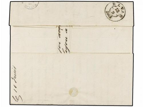 ✉ PORTUGAL. Af. 14 (2), 16. 1863. PORTO a CÁDIZ. 5 reis cast