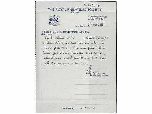 ✉ INDIA. 1866. BATH (Great Gritain) to MADRAS (India). 4 p. 