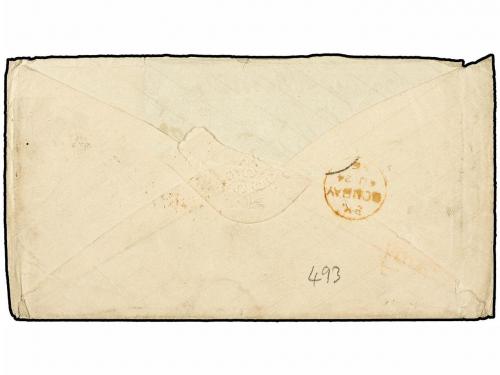 ✉ INDIA. 1866. SIMLA to LONDON. 8 pi. lilac, 2 annas orange 