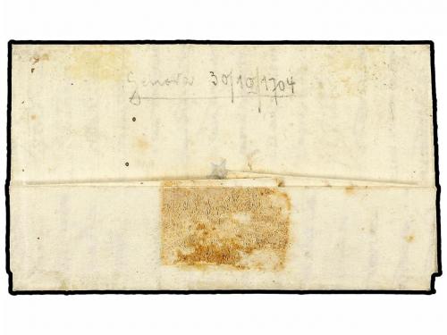 ✉ ITALIA. 1704 (30 Dic.). GÉNOVA a PARÍS. Carta completa con