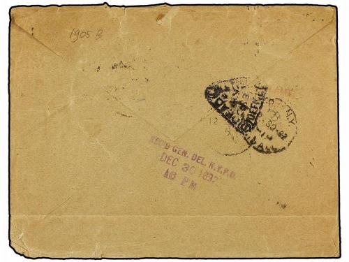 ✉ CHILE. Sc. 29. 1892. TACNA a NEW YORK. 10 ctvos. naranja, 