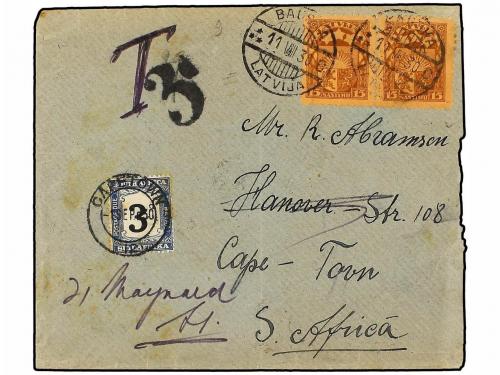 ✉ LETONIA. 1930. BAUSKA to CAPE TOWN (South Africa). 15 cts.