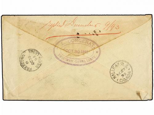 ✉ SIERRA LEONA. Sg. 31 (2). 1892. FREETOWN to HALIFAX (Canad
