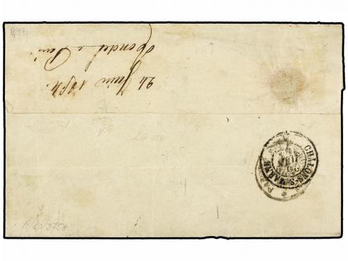 ✉ FRANCIA. Yv. 15 (2). 1854. PARÍS a CHALLONS. 25 cts. azul 