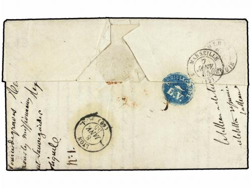 ¿ LEVANTE: CORREO FRANCES. 1854. Unpaid letter from SYRIA, s