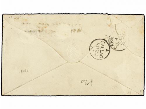 ✉ PERU. 1875. CALLAO a GRAN BRETAÑA. 10 cts. verde de Perú y