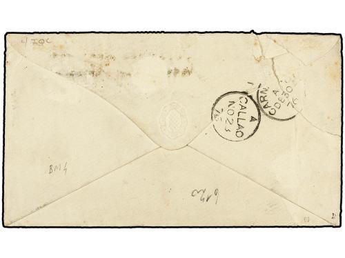 ✉ PERU. 1875. CALLAO a GRAN BRETAÑA. 10 cts. verde de Perú y