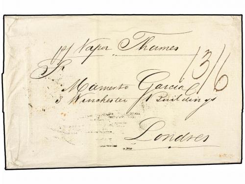 ✉ COLOMBIA. 1847. SANTA MARTA to LONDON. With clear SANTA-MA