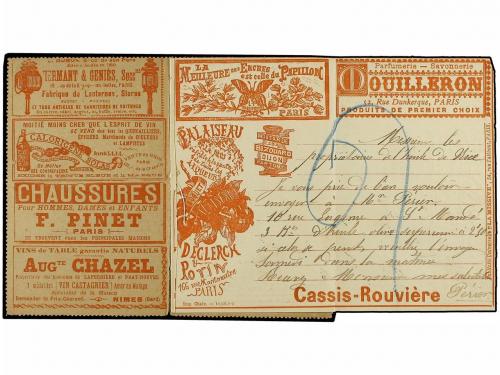 ✉ FRANCIA. 1892. PARIS. Entero Postal de 15 cts. azul (vendi