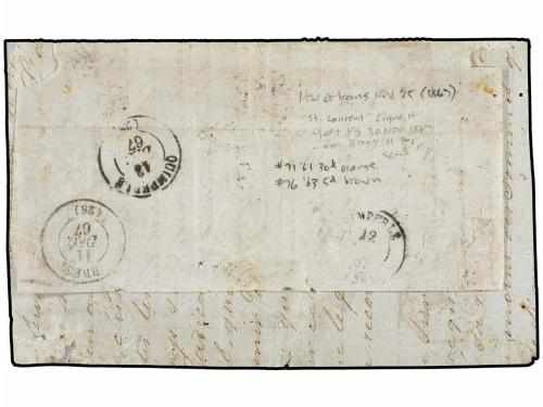 ✉ ESTADOS UNIDOS. Sc. 71, 76 (3). 1867. NEW ORLEANS to FRANC