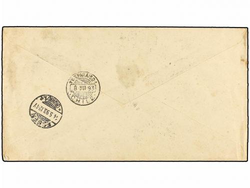✉ CHILE. 1893. SANTIAGO a ALEMANIA. Entero postal de 20 ctvo