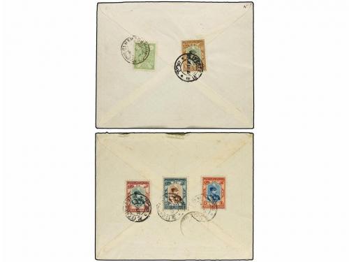 ✉ IRAN. 1929. AIR MAIL. 2 ilustrated envelopes with the colo