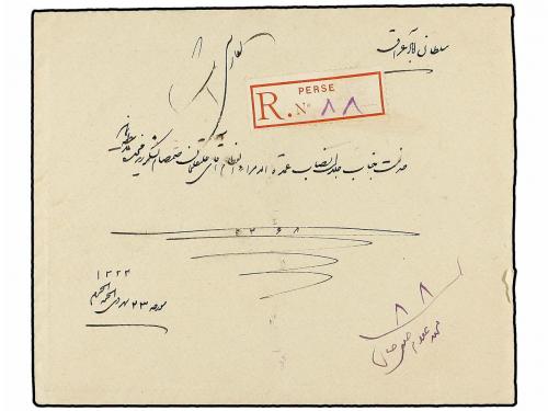 ✉ IRAN. (1906 ca.). 1 kr. and 1 ch. Provisoire with very cle