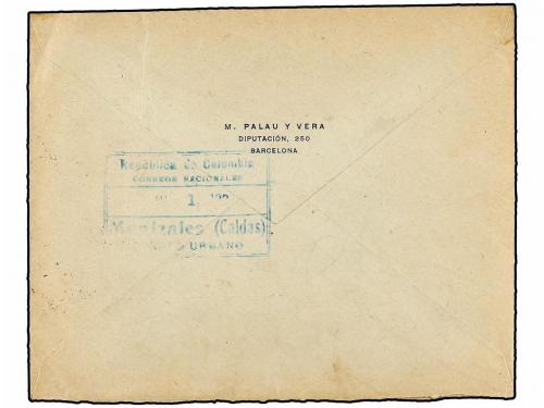 ✉ COLOMBIA. 1927. SCADTA. BARCELONA a MANIZALES. Circulada c