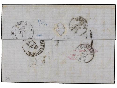 ¿ RUSIA. 1868. TANGAROG to GENOVA (Italy) via Prussia with P